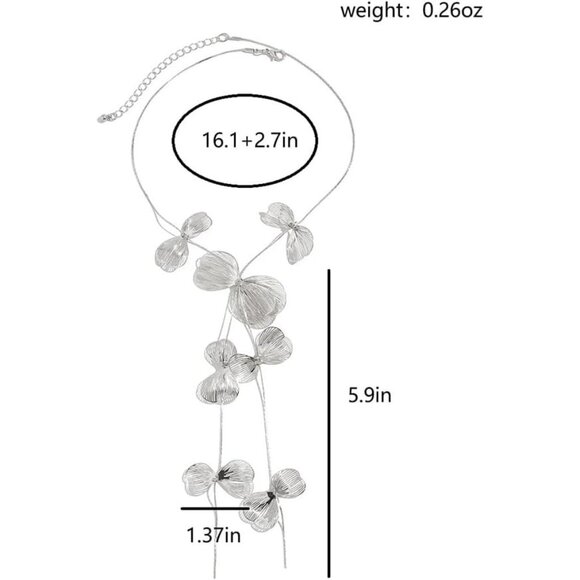 Women's Silver Ginkgo Leaves Choker Statement Long Tassel Beachy Party Necklace - Picture 2 of 9